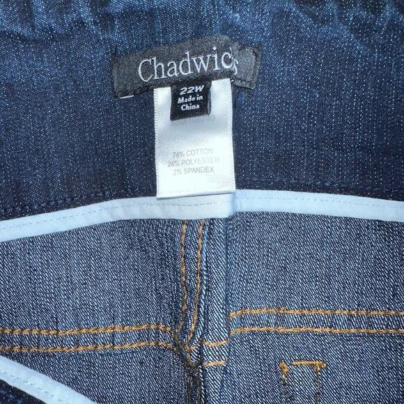 NWOT Women’s Size 22 Chadwicks Pull On Dark Blue Denim Jeans - Picture 2 of 7